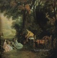 A Halt During the Chase Jean Antoine Watteau classic Rococo